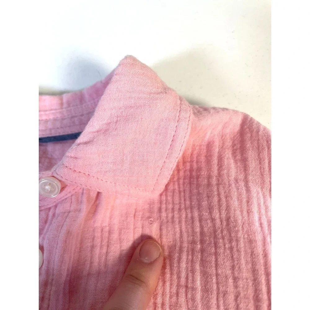 J.Crew Women's Button Up Shirt Small Loungwear Soft‎ Cotton Pink Long Sleeve